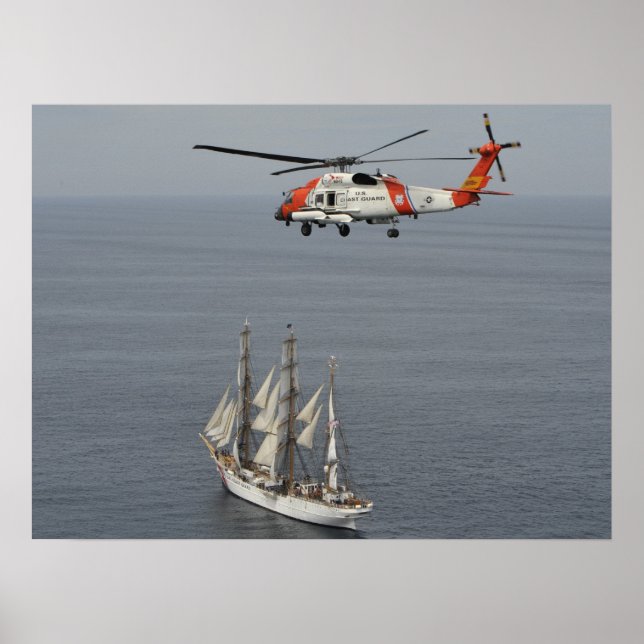 Affiches Garde côtière MH-60T Jayhawk et aigle à mâchoires (Devant)