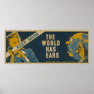 Affiches Garder maman Le Monde A Oreilles Vintage WPA Poste
