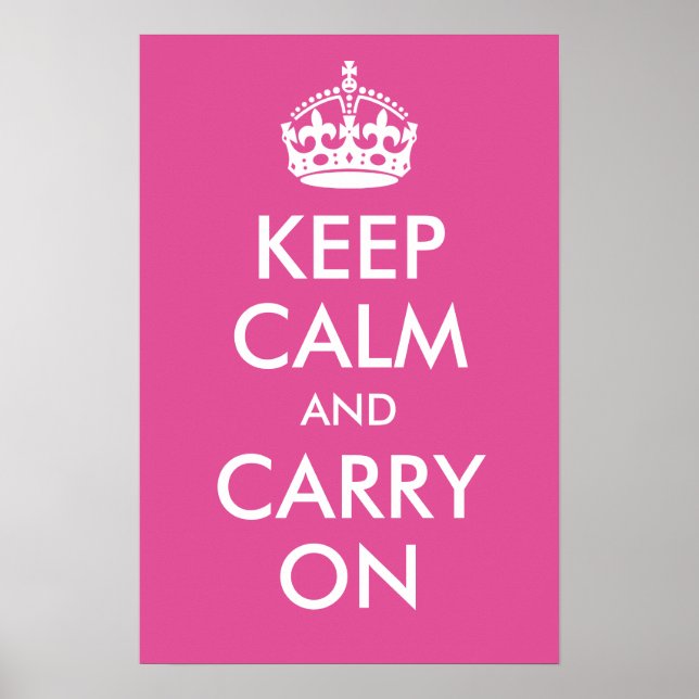 Affiches Gardez le calme et continuez sur papier rose framb (Devant)