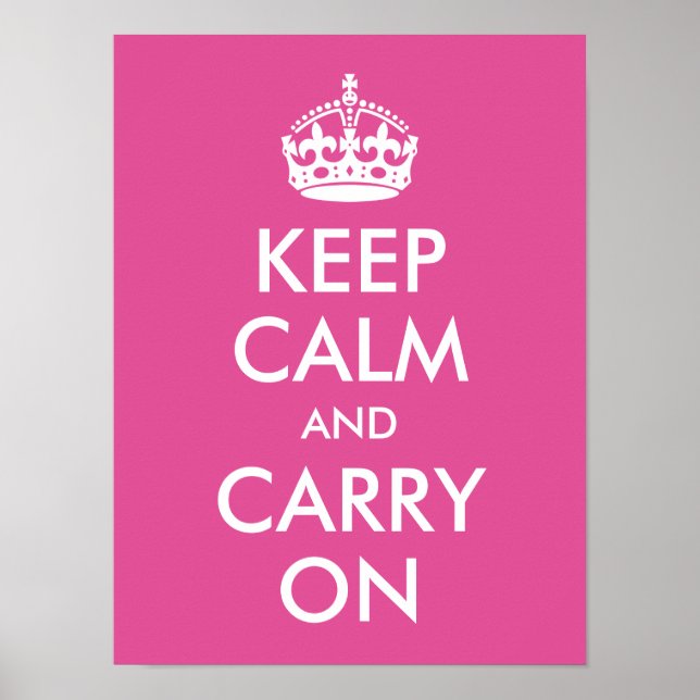 Affiches Gardez le calme et continuez sur papier rose framb (Devant)