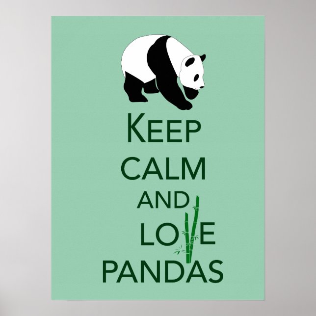 Affiches Gardez le calme et l'amour Pandas Beaux-Art Imprim (Devant)