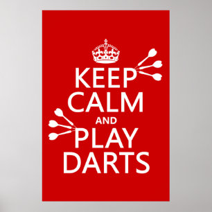 Affiches Gardez le calme et le jeu darde (couleur