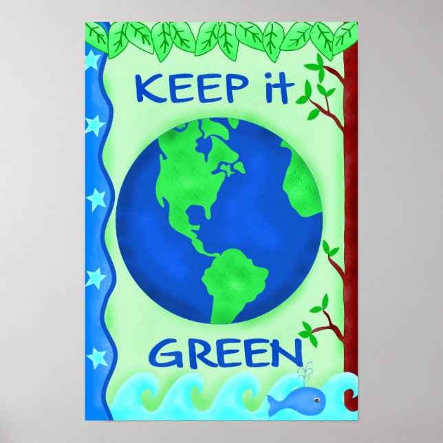 Affiches Gardez-le vert Planète Terre Environnement Éco (Devant)