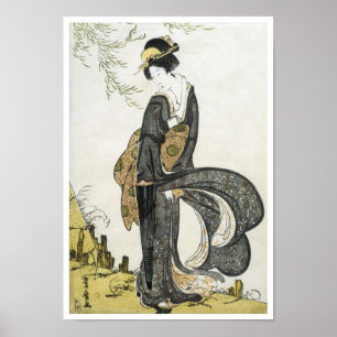 Affiches Geisha Standing in the Wind, Toyohiro, 1805