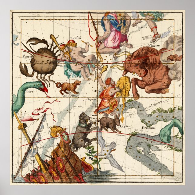 Affiches Gémini, Orion, Cancer, Taurus, Canis Et Autres (Devant)