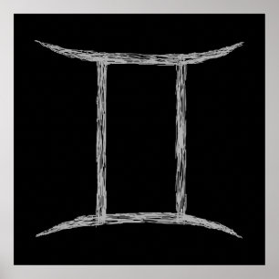 Affiches Gemini. Panneau astrologie zodiaque. Noir.