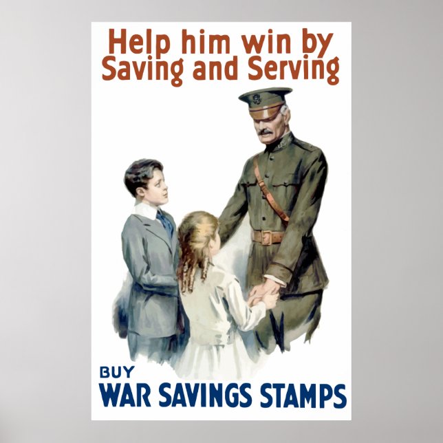 Affiches General Pershing - Acheter des timbres d'épargne d (Devant)