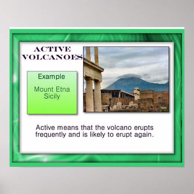 Affiches Géographie, Sciences de la Terre, Volcans actifs (Devant)