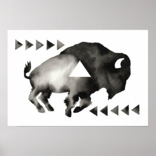 Affiches Geometric Sleepy Buffalo . Mod Art . Black White