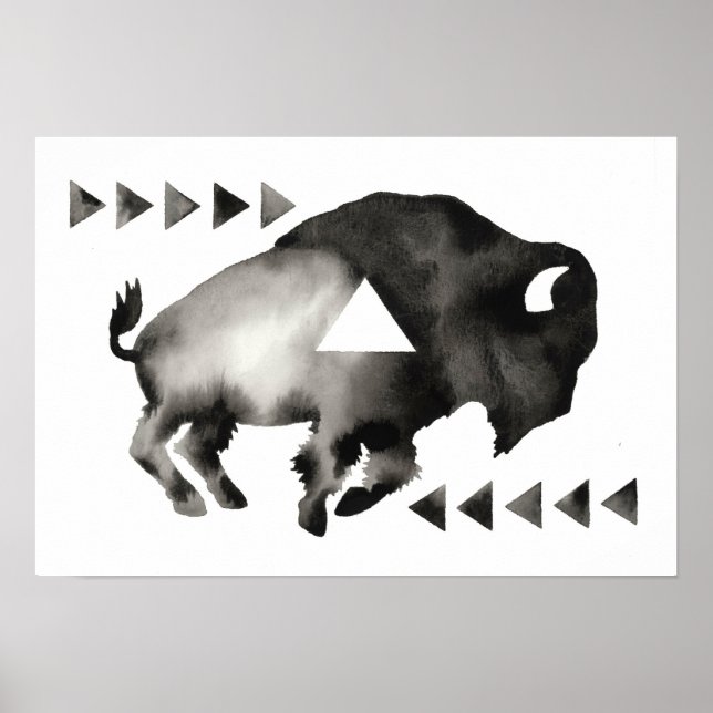 Affiches Geometric Sleepy Buffalo . Mod Art . Black White (Devant)