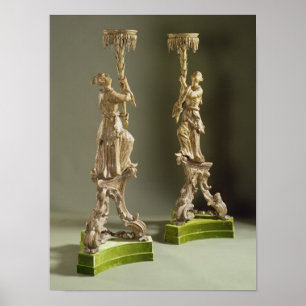 Affiches George II chinoiserie torcheres, vers 1750