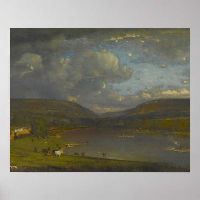 Affiches George Inness - Sur la rivière Delaware (Devant)