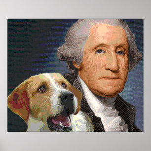Affiches George Washington et son chien "Liberty Belle"