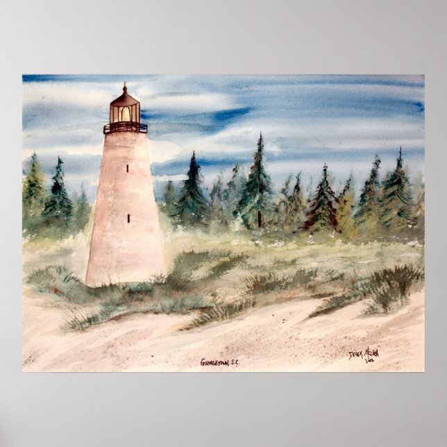 Affiches georgetown, sc phare aquarelle imprimer (Devant)