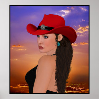 Affiches "Georgia" numérique Artwork Western Cowgirl Imprim