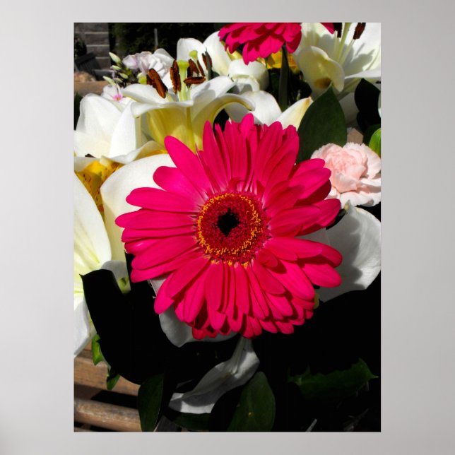 Affiches Gerbera fleur dans un bouquet de fleurs (Devant)