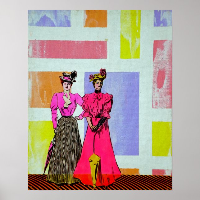 Affiches Gibson Girls in a Mondrian Motif (Devant)