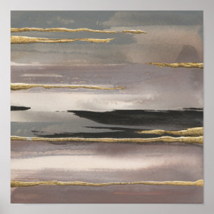 Affiches Gilded Morning Fog II Gold Abstract Print