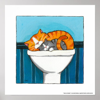 Affiches Gingembre et Smokey - Whimsical Cat Art Imprimer