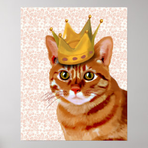 Affiches Ginger Cat with Crown Portrait