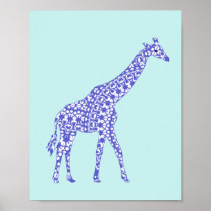 Affiches Girafe Bleue Mignonne pour Enfants