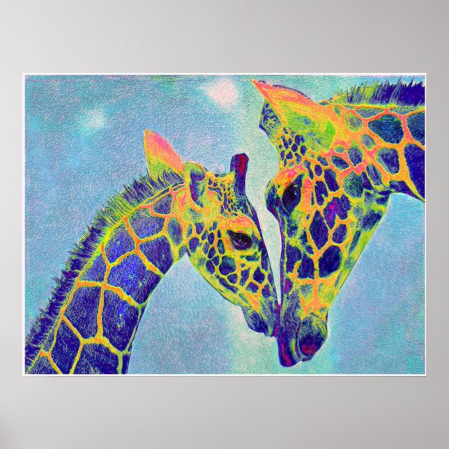 Affiches girafes bleues2 (Devant)