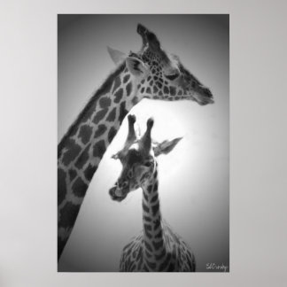 Affiches girafes, mère et enfant