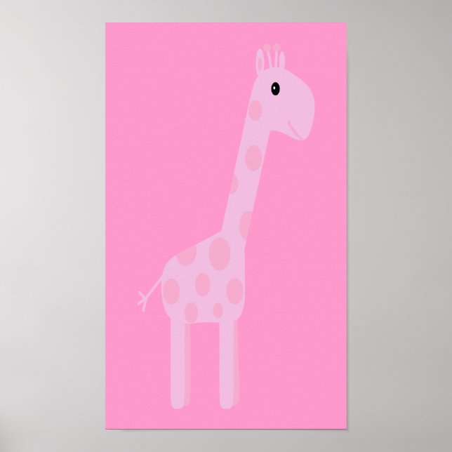 Affiches Giraffe Cartoon Rose Cute personnalisable (Devant)