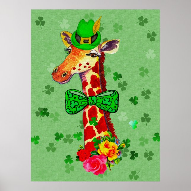 Affiches Giraffe de la Fête de la Saint Patrick (Devant)