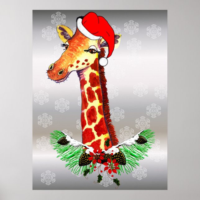 Affiches Giraffe de Noël (Devant)