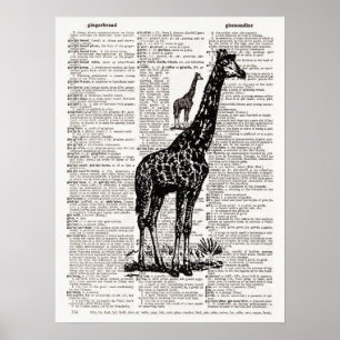 Affiches Giraffe Dictionnaire Art