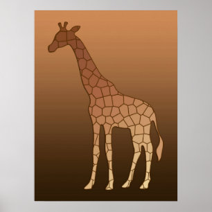 Affiches Giraffe géométrique moderne, cuivre et Brown