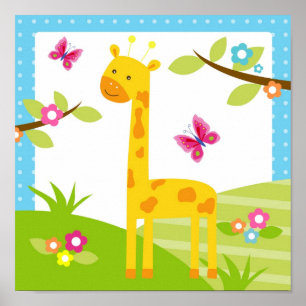Affiches Giraffe Jungle Animal Nursery Mur Art Imprimer