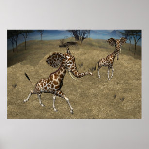 Affiches Giraffes d'éléphants mignons