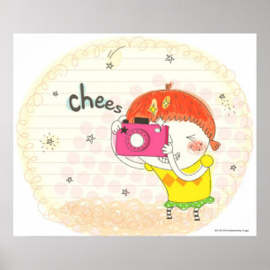 Affiches Girl holding camera, clicking