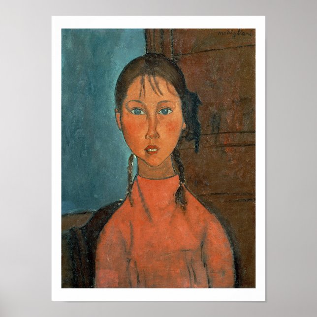 Affiches Girl with Pigtails, c.1918 (oil on canvas) (Devant)