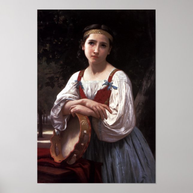 Affiches Gitane avec tambour basque par Bouguereau Imprimer (Devant)