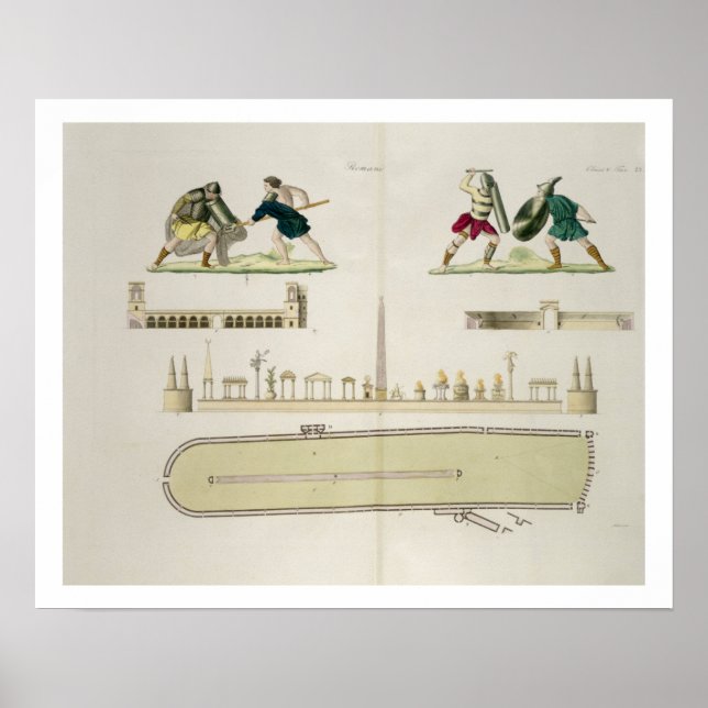 Affiches Gladiateurs et plan du cirque de Caracalla, (Devant)