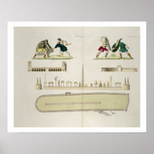 Affiches Gladiateurs et un plan du cirque de Caracalla,