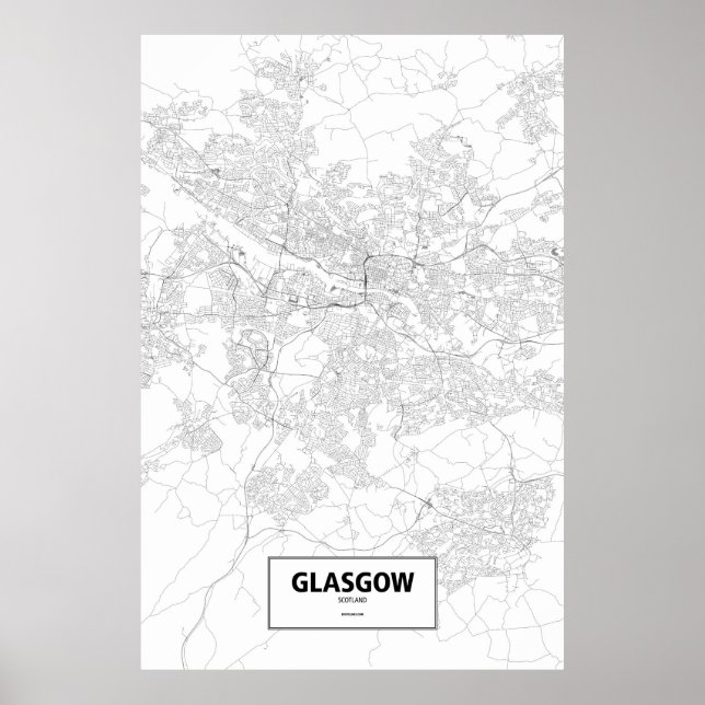 Affiches Glasgow, Écosse (noir sur blanc) (Devant)