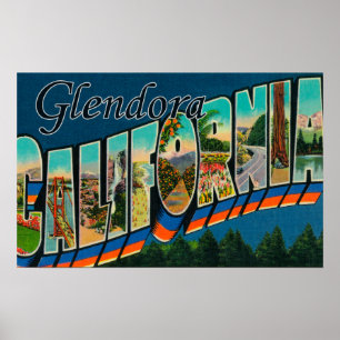 Affiches Glendora, Californie - Scènes de grandes lettres