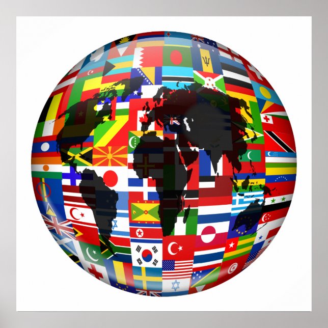 Affiches Globe du drapeau (Devant)