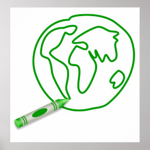Affiches Globe vert de crayon