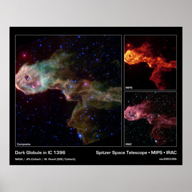 Affiches Globule foncé dans IC 1396 - Télescope Spitzer (Devant)