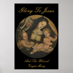 AFFICHES GLOIRE À JÉSUS ET À LA VIERGE BÉNÉFICIÉE MARIE