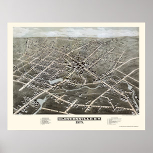 Affiches Gloversville, carte panoramique de NY - 1875