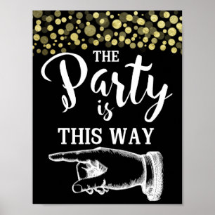 Affiches GOLD & BlacK DE CETTE FAÇON DOIGT POINTER confetti