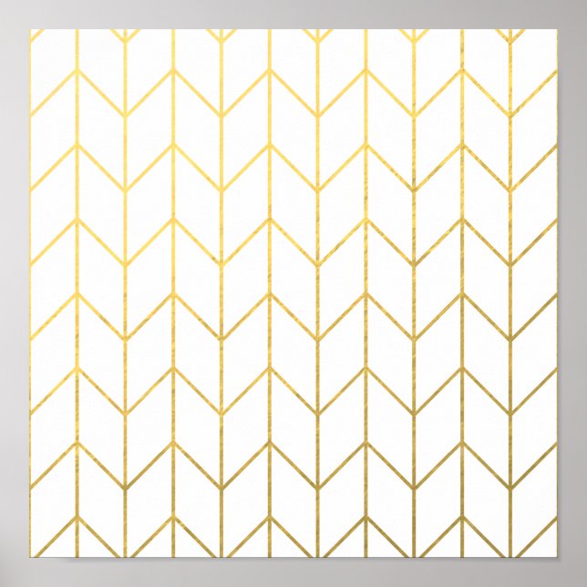 Affiches Gold Chevron White Arrière - plan Modern Chic (Devant)