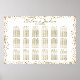 Affiches Gold Confetti and White - 18 Seating Chart