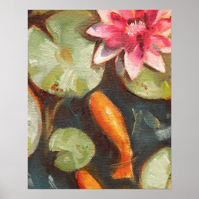 Affiches Gold Fish Koi Pond Water Lilies (Devant)